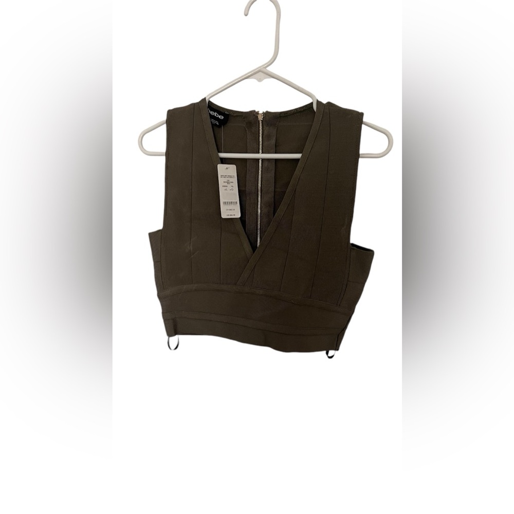 Bebe Empire bandage Crop Top-Olive Green
